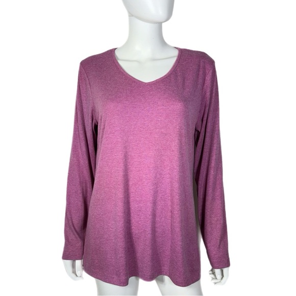 Women's Mauve Long Sleeve V-Neck Top - Picture 1 of 7
